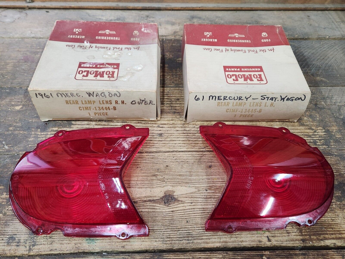 NOS 1961 Mercury Commuter Colony Park Wagon R&L PAIR REAR TAIL LIGHT LAMP LENSES