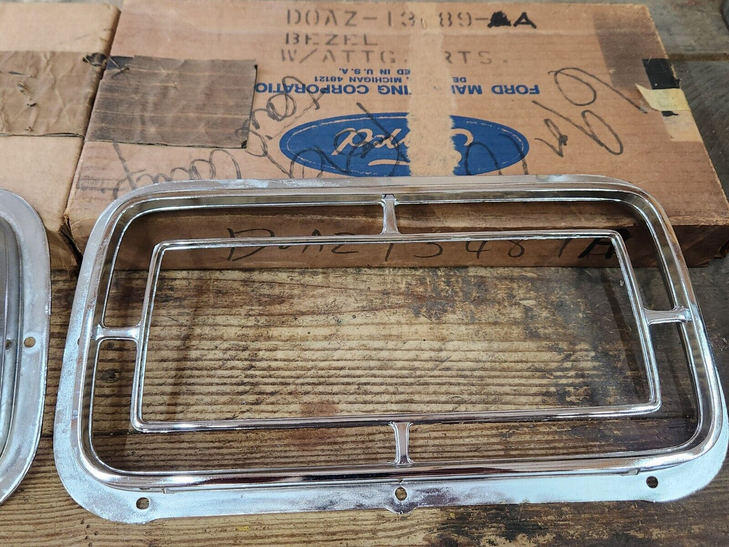 NOS OEM 1970 Ford Galaxie LTD Pair of Tail Lamp Bezels D0AZ-13489-A D0AZ-13489-B