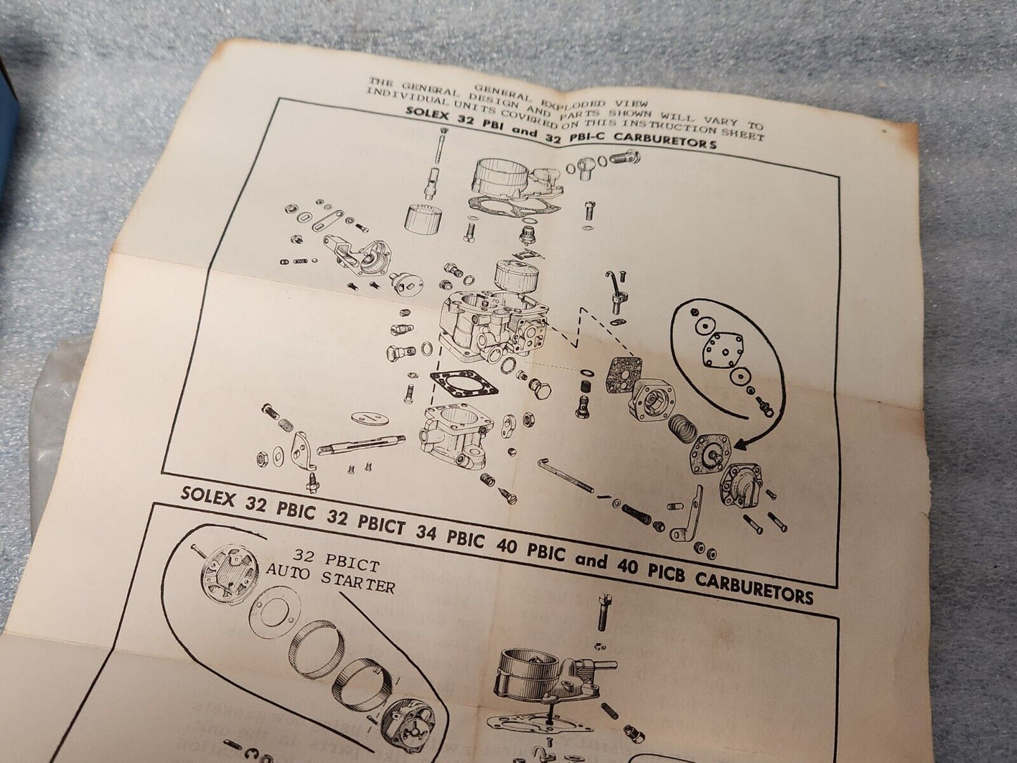 NEW SOLEX CARBURETOR REBUILD KIT 54-63 RENAULT 55-63 SIMCA 32PBI 32PBIC 40 PICB