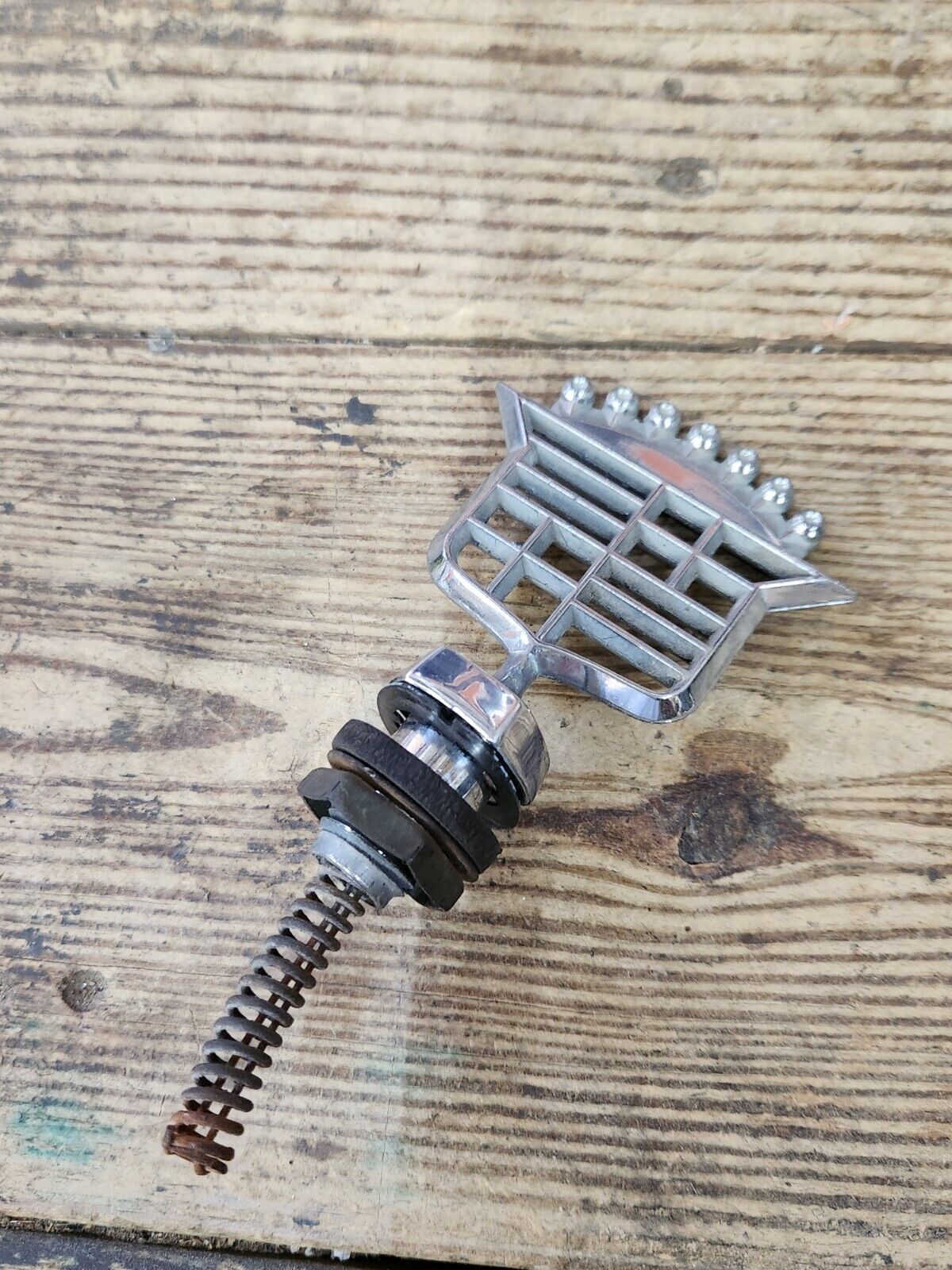 1977-81 Cadillac Deville Skeleton Hood Ornament  1610460 with Base and Nut