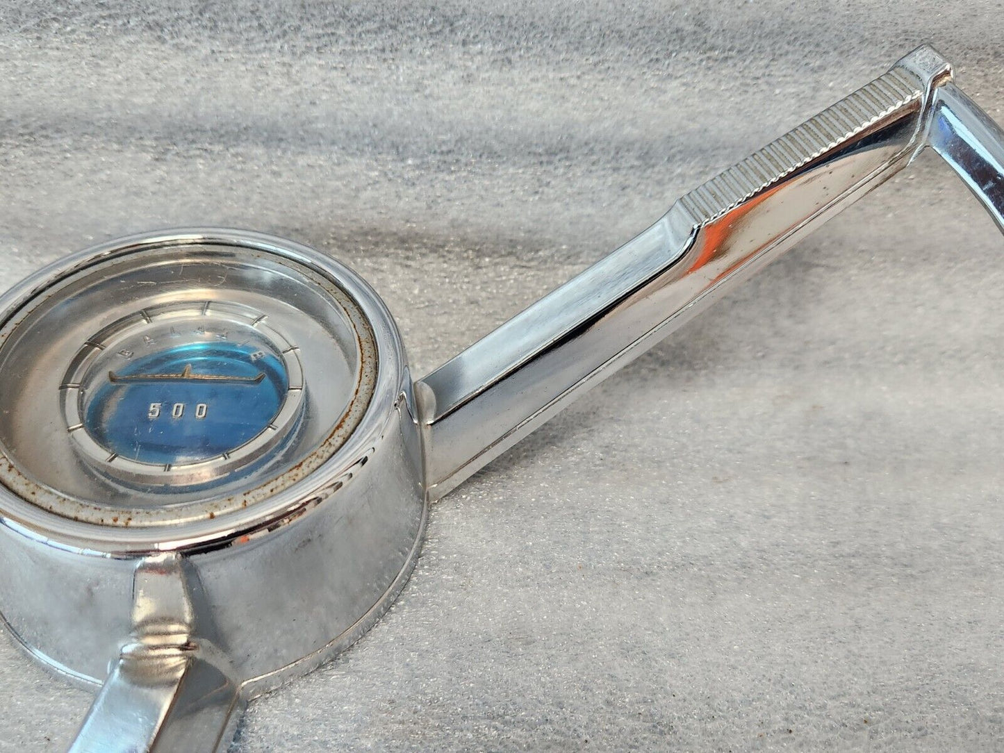 1963 1964 Ford Galaxie Horn Ring w/ Clear & Blue Steering Wheel Center Emblem