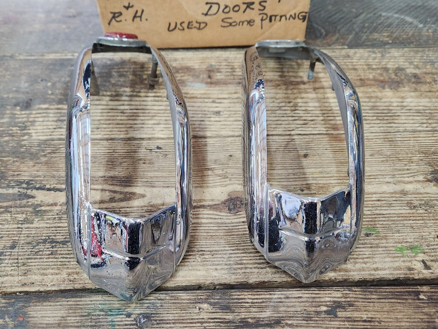 Original Pair 1949 1950 Mercury Tail Light Lens Bezels Used R&L NICE