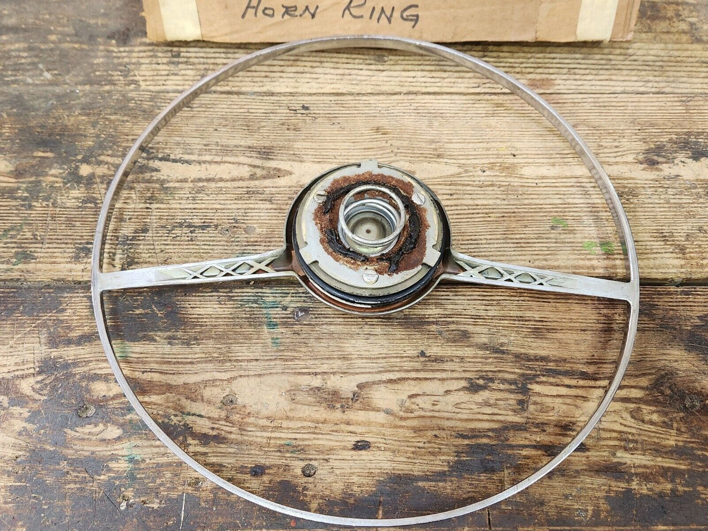 Original 1952 Ford Horn Ring Sunliner Victoria Crestline Steering Wheel NICE