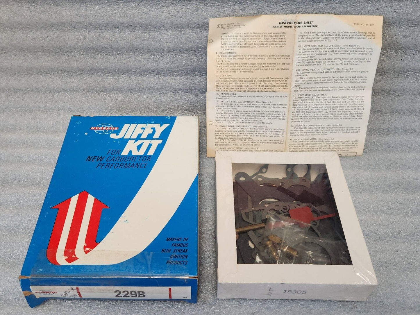NEW 1958-1965 CHEVY CARTER WCFB 4 BARREL 8 CYL CARBURETOR REPAIR REBUILD KIT