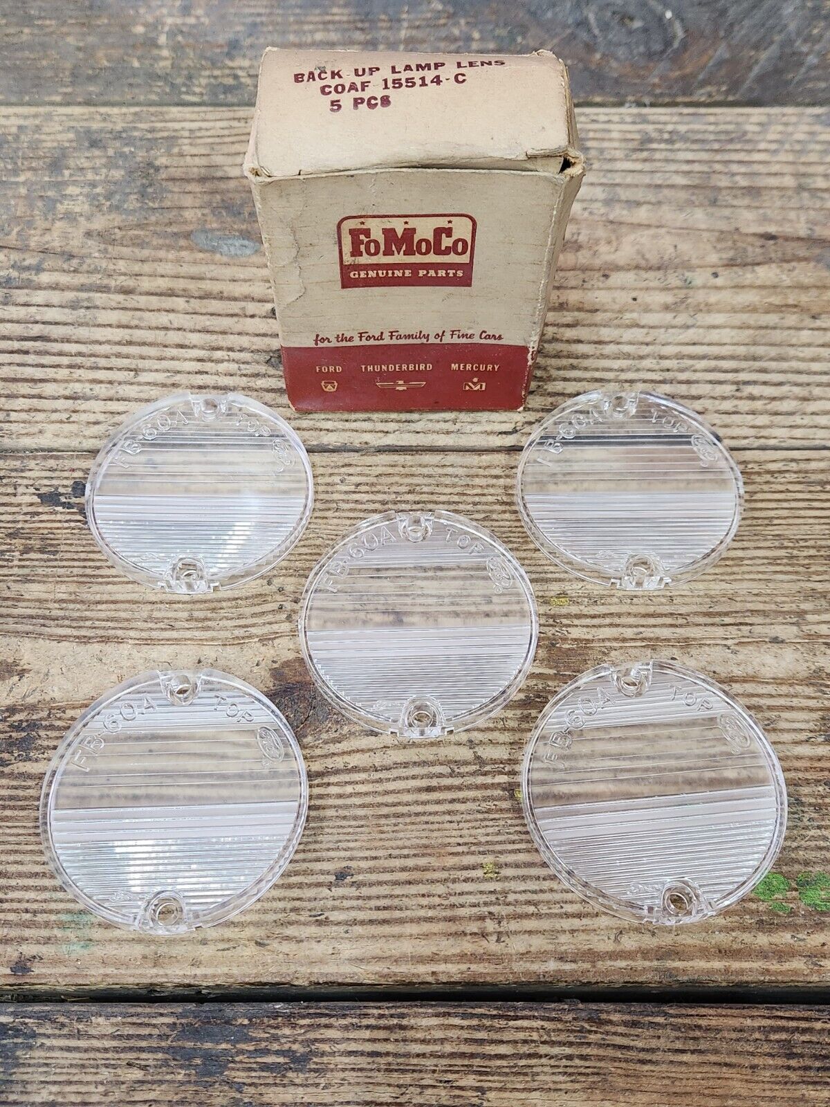 5 NOS 1960 Ford Fairlane Galaxie Backup Lamp Light Lens C0AF-15514-C Lot Of 5