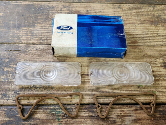 NOS 61 64 Ford 63 64 Mercury  66 68 Bronco ll Parking Light Lenses  C1AF-13208-B