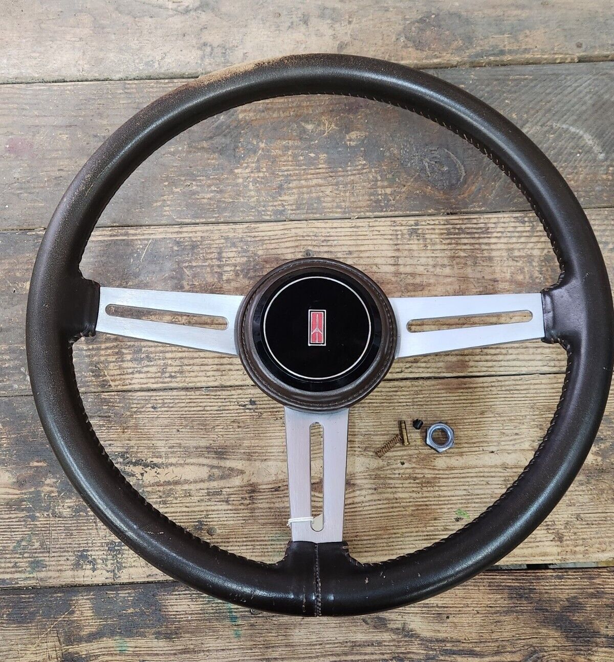Cutlass 442 Hurst Olds Toronado Brown Leather Comfort Grip Steering Wheel OEM GM
