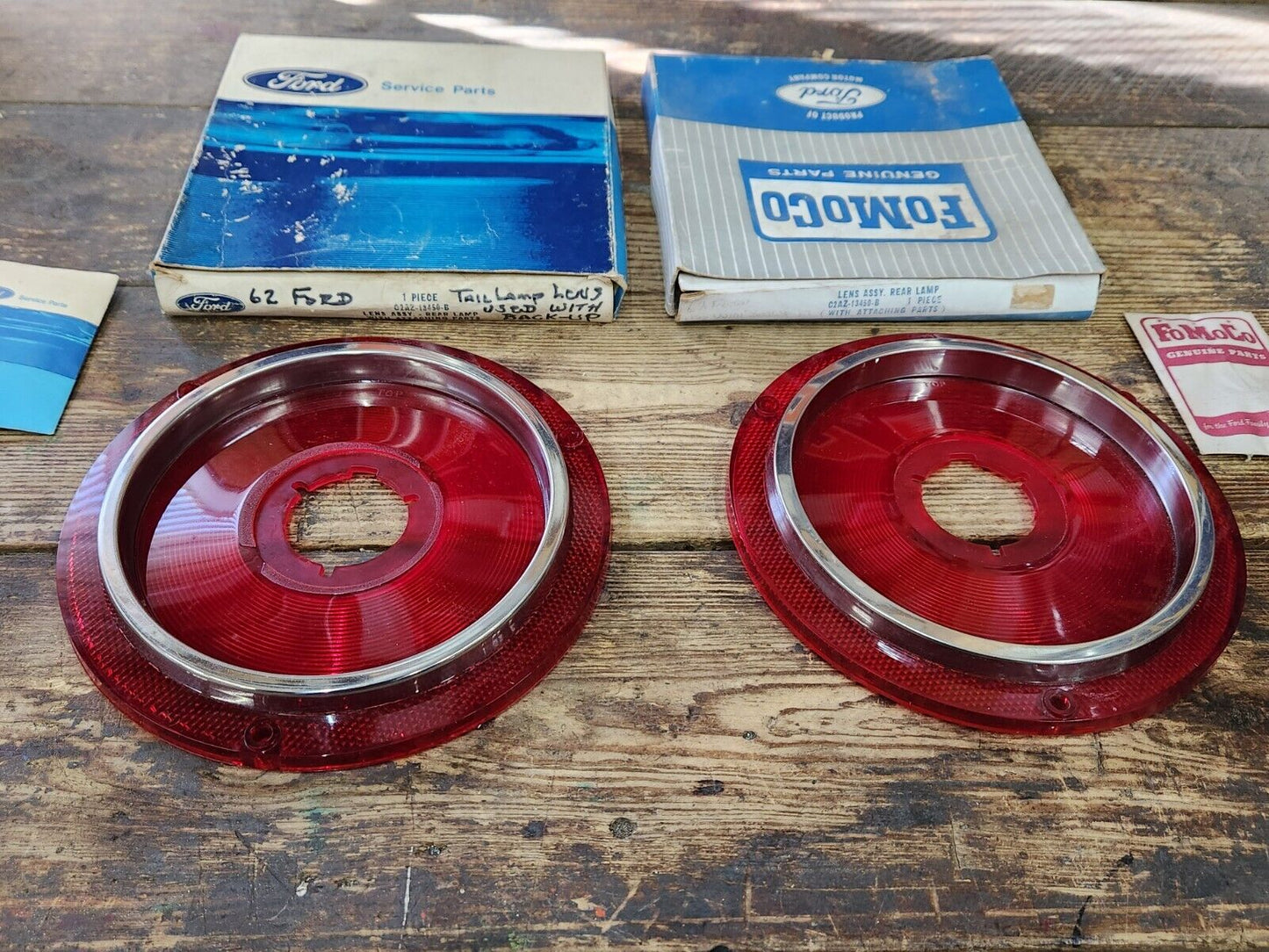 NOS OEM Ford 1962 Galaxie 500 Tail Light Lamp Lenses Pair Lens C2AZ-13450-B