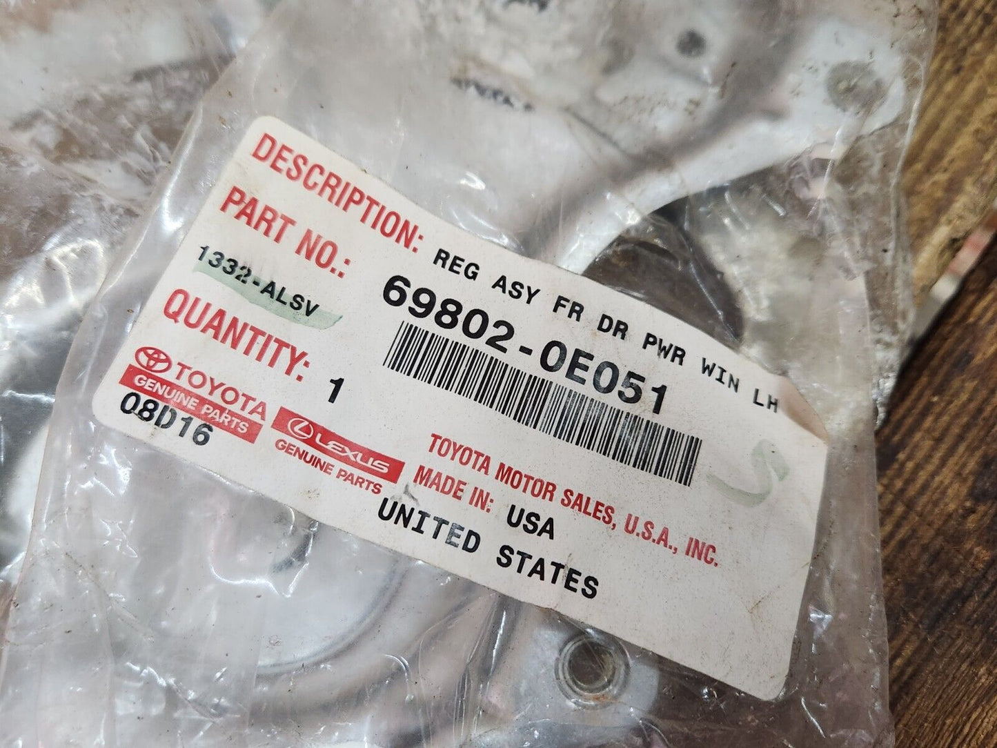 Genuine Toyota 69802-0E051 Driver Front Power Window Regulator 08-13 Highlander