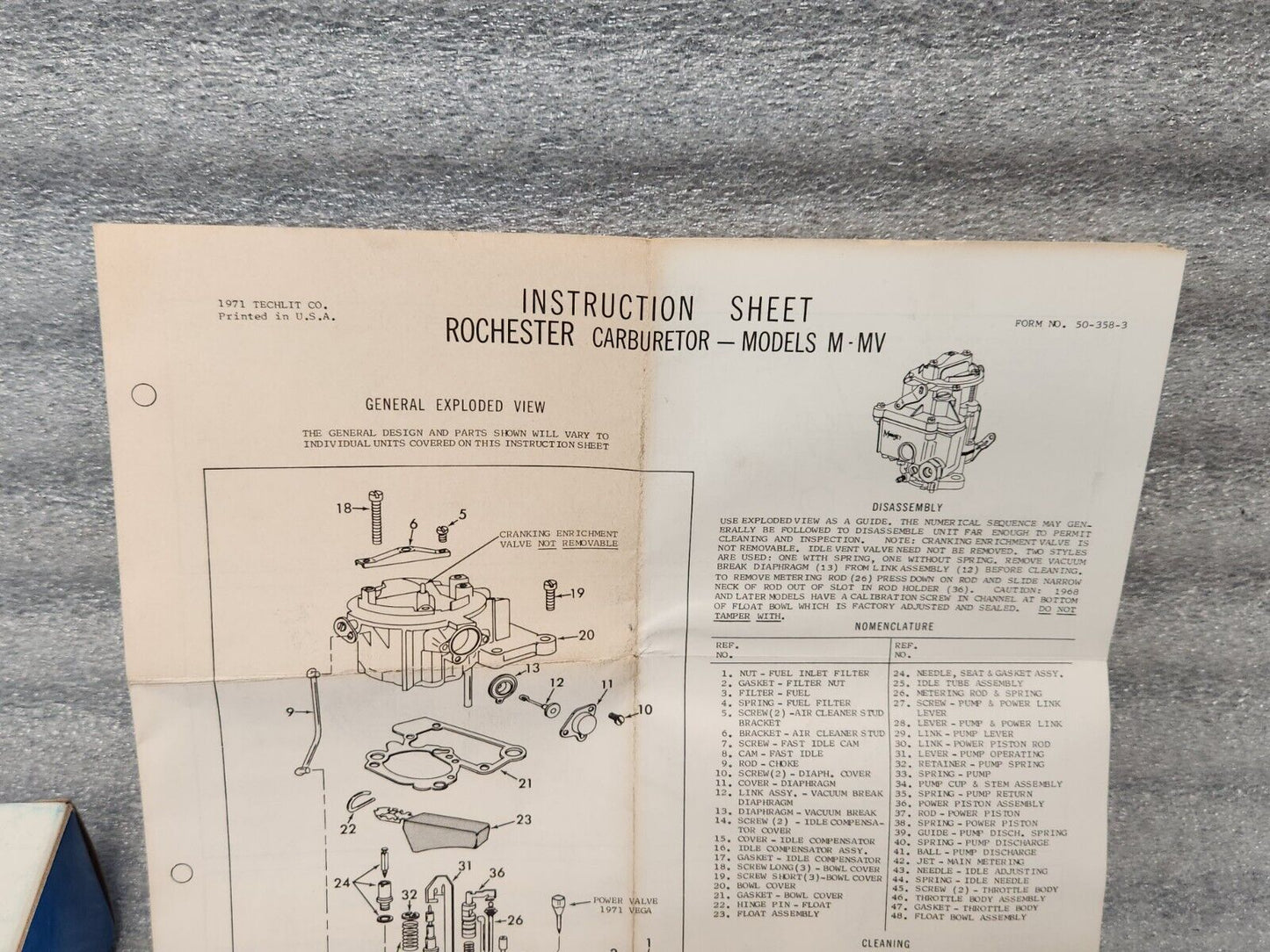 NEW ROCHESTER M MV  1 BBL CARBURETOR REBUILD REPAIR KIT 1967-1969 CHEVY OLDS GMC