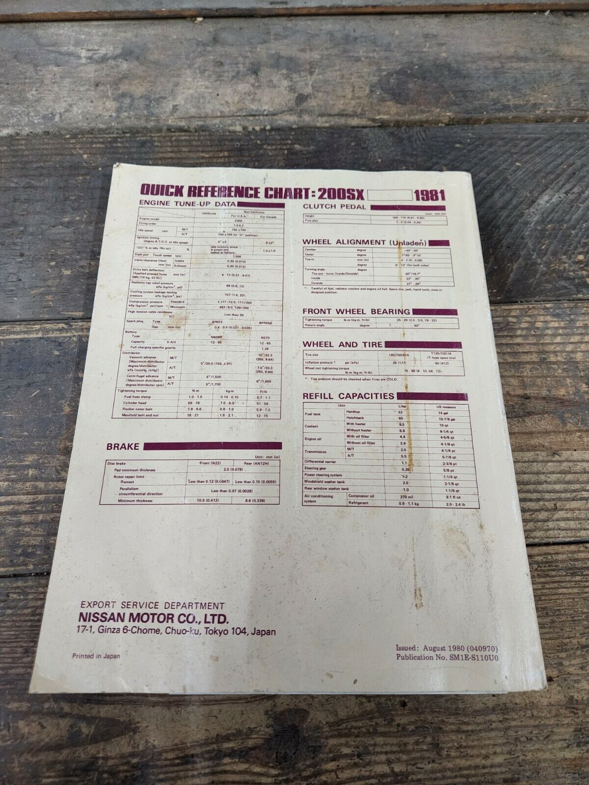 1981 Nissan Datsun 200SX Service Shop Repair Manual NICE FREE SHIPPING