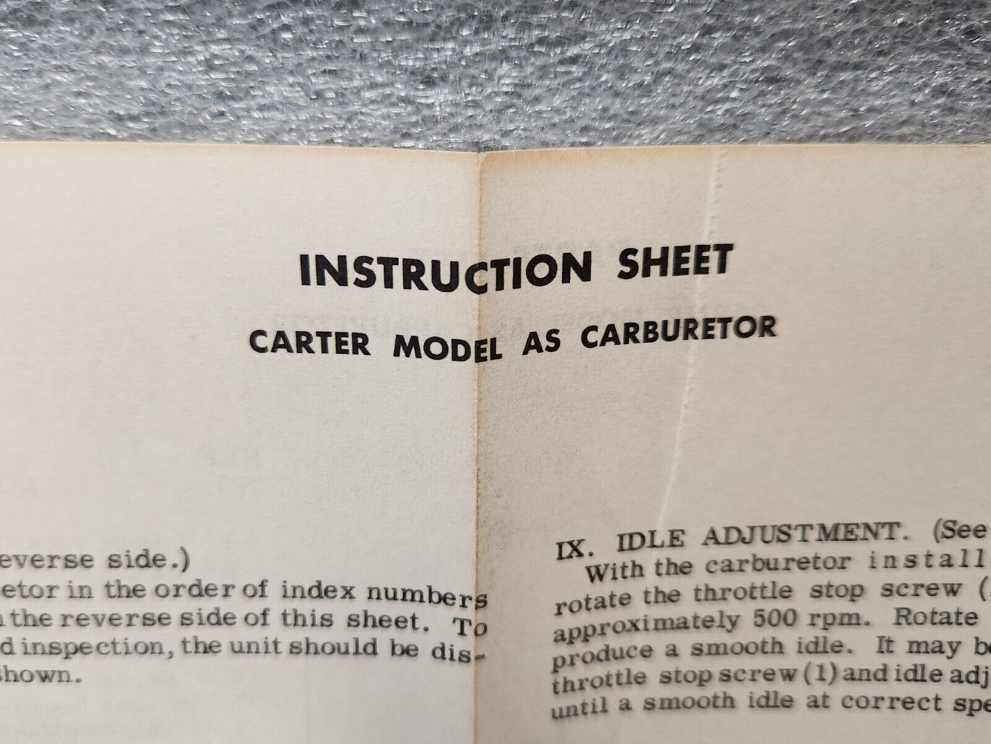 NEW Carter AS 1 Barrel Carburetor Rebuild Kit 1961-1963 AMC 61 Pontiac 6 Cyl