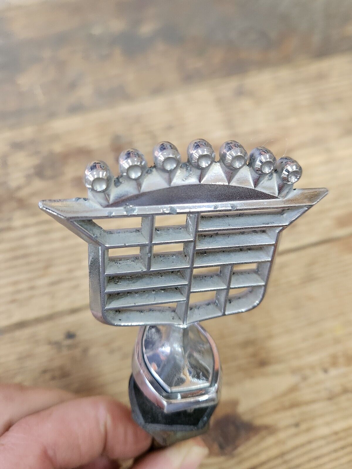 1977-81 Cadillac Deville Skeleton Hood Ornament  1610460 with Base and Nut