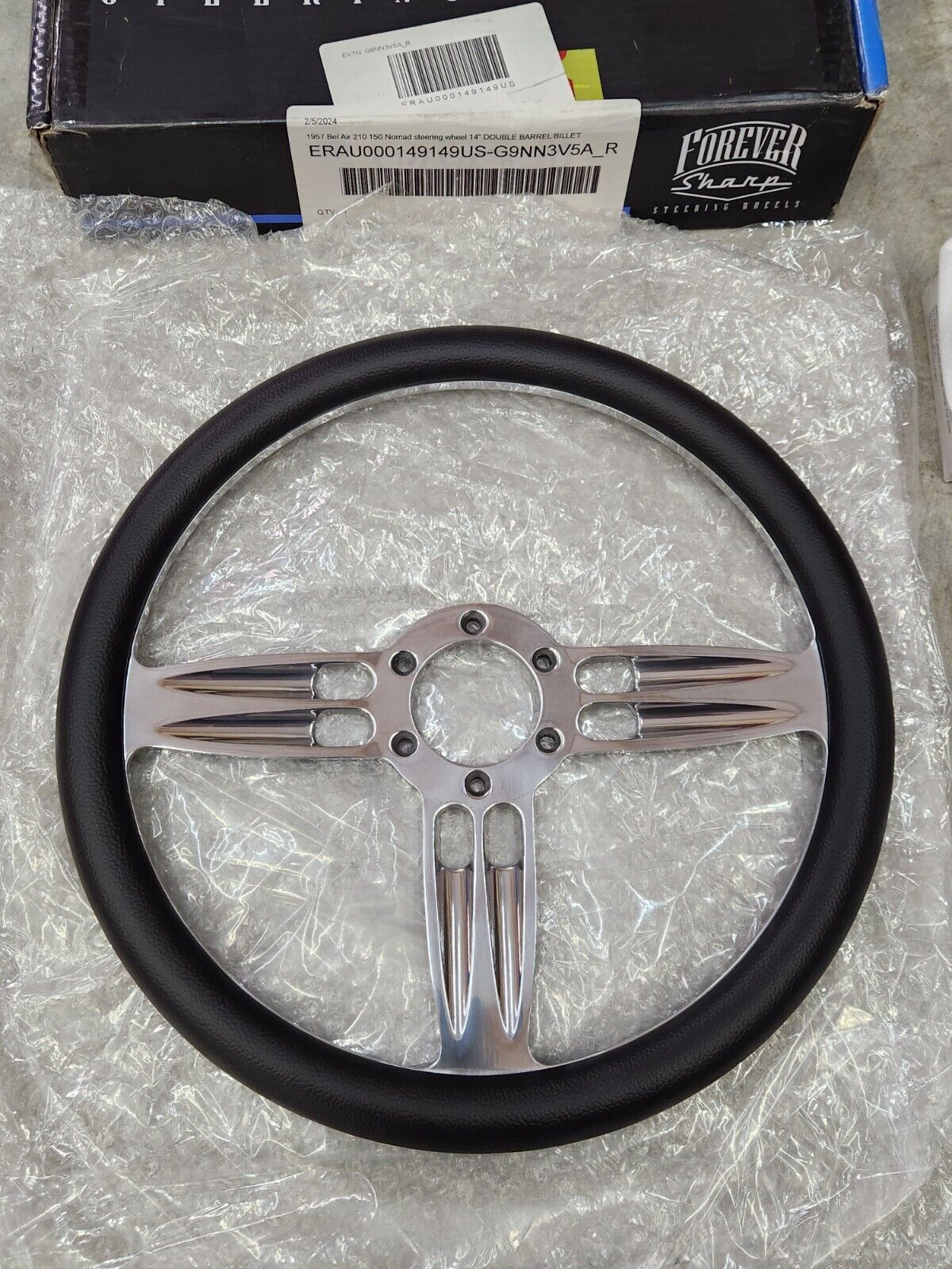 1957 Bel Air 210 150 Nomad Del Ray steering wheel 14" DOUBLE BARREL BILLET NEW