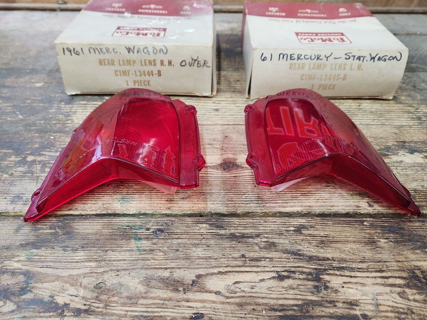 NOS 1961 Mercury Commuter Colony Park Wagon R&L PAIR REAR TAIL LIGHT LAMP LENSES