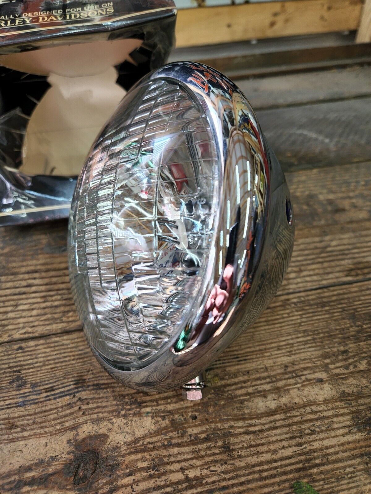 NEW 5 3/4" Chrome Round Headlamp Headlight 6V Harley Chopper Bobber Custom USA