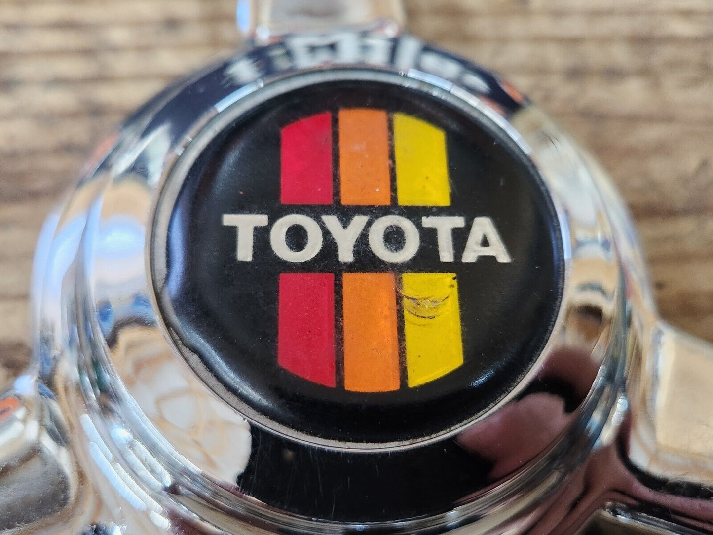 RARE VTG NOS TRD Toyota Tri Spoke Chrome Knock Off Spinner Wheel Center Caps Set