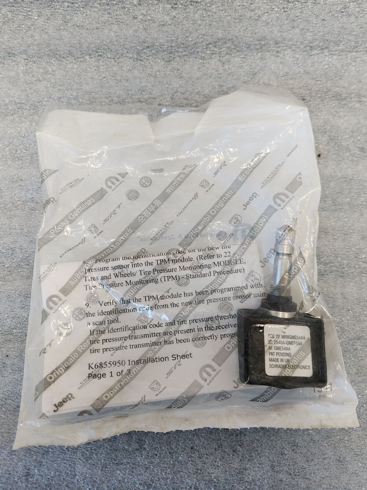 DODGE CHRYSLER PLYMOUTH Tire Pressure Sensor NEW OEM MOPAR 68406527AA