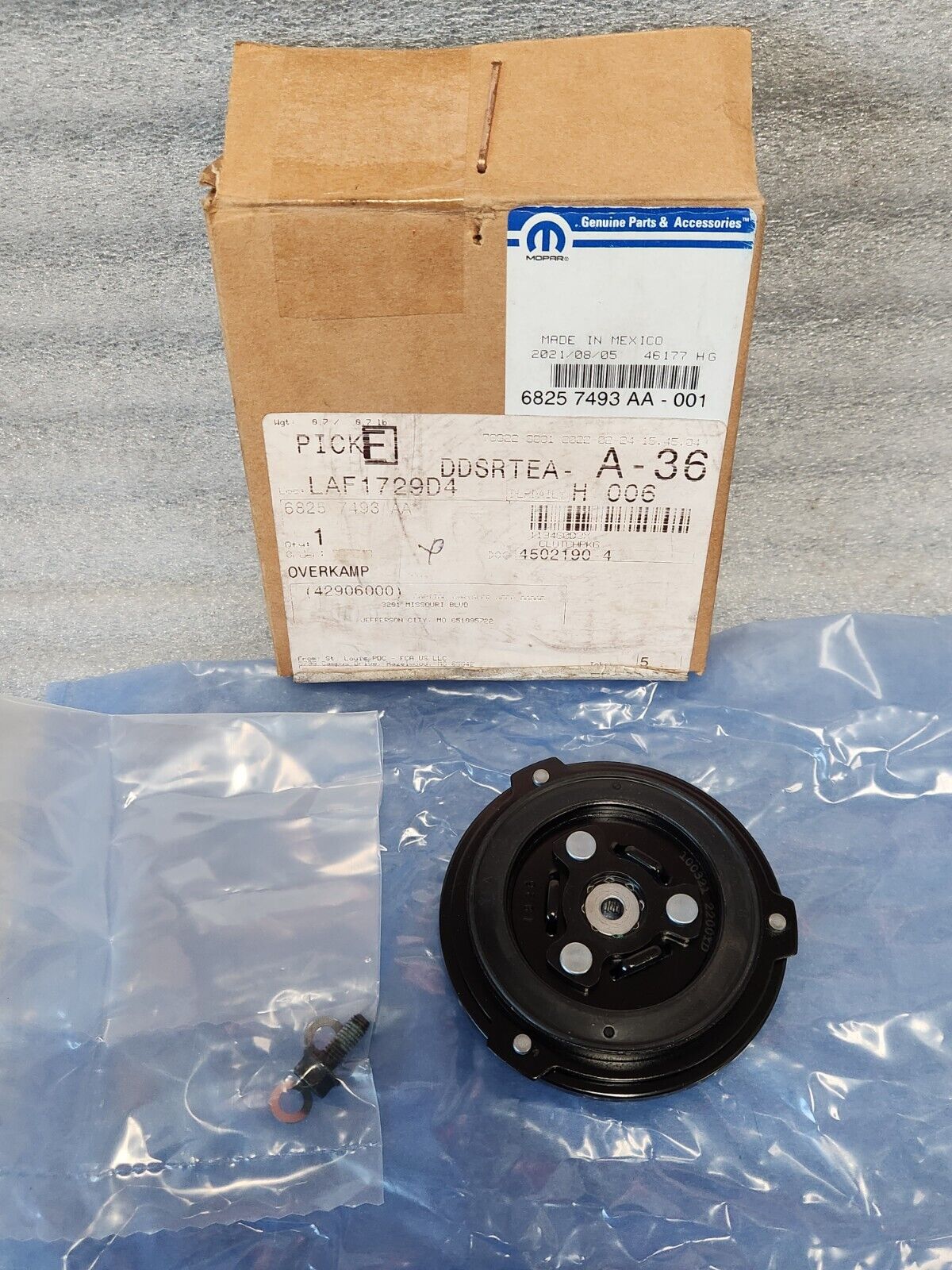 NEW OEM Mopar 2019-22 Challenger A/C Compressor Clutch Overhaul Kit 68257493AA