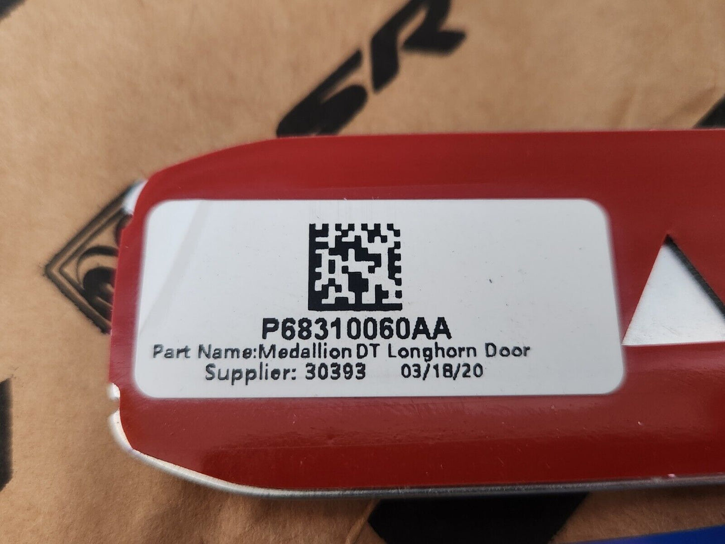 19-20 RAM LARAMIE LONGHORN EMBLEM NAMEPLATE BADGE LH OR RH DOOR MOPAR 68310060AA