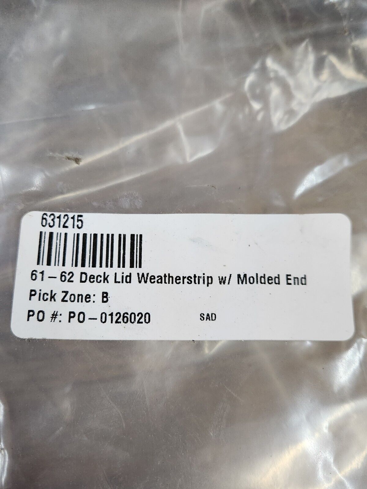 NEW 1961 1962 Corvette C1 Deck Lid Weatherstrip