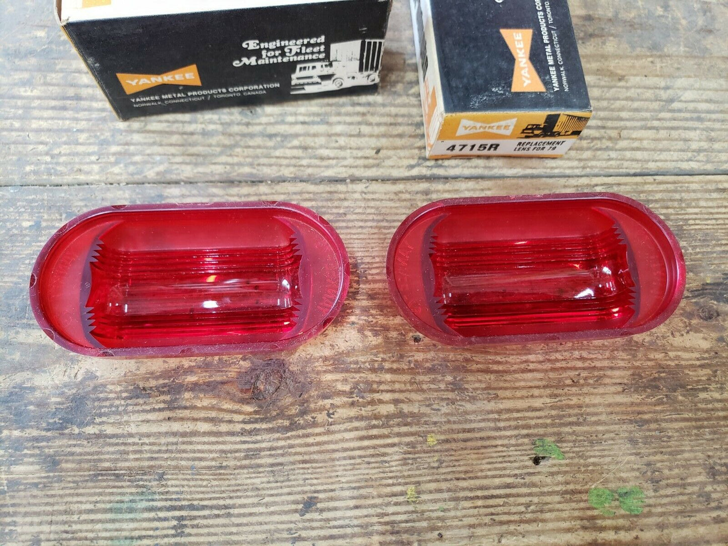 NOS vintage pair Yankee 79 Red Lens Marker Lamp Lights Travel Trailer Truck