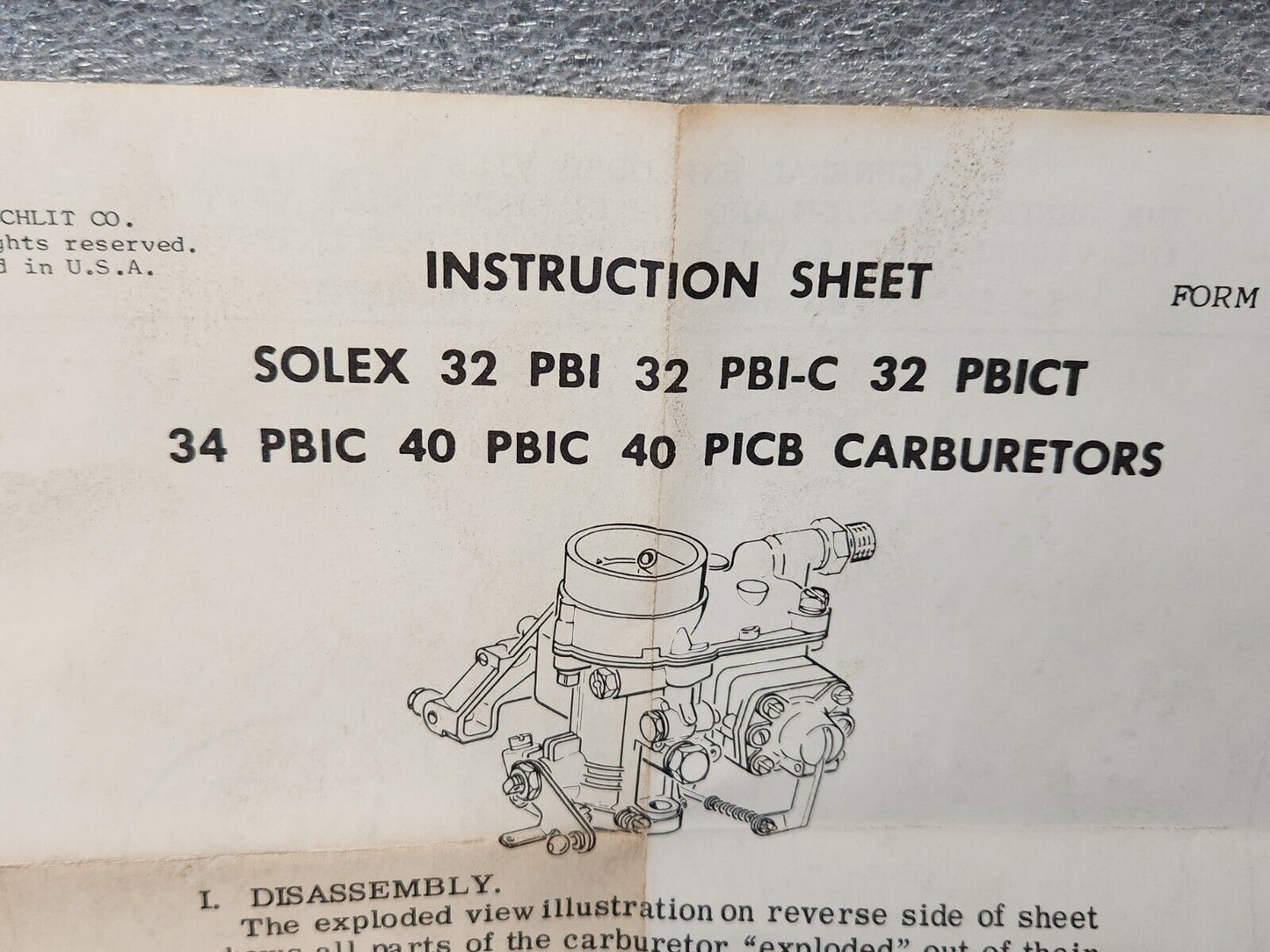 NEW SOLEX CARBURETOR REBUILD KIT 54-63 RENAULT 55-63 SIMCA 32PBI 32PBIC 40 PICB