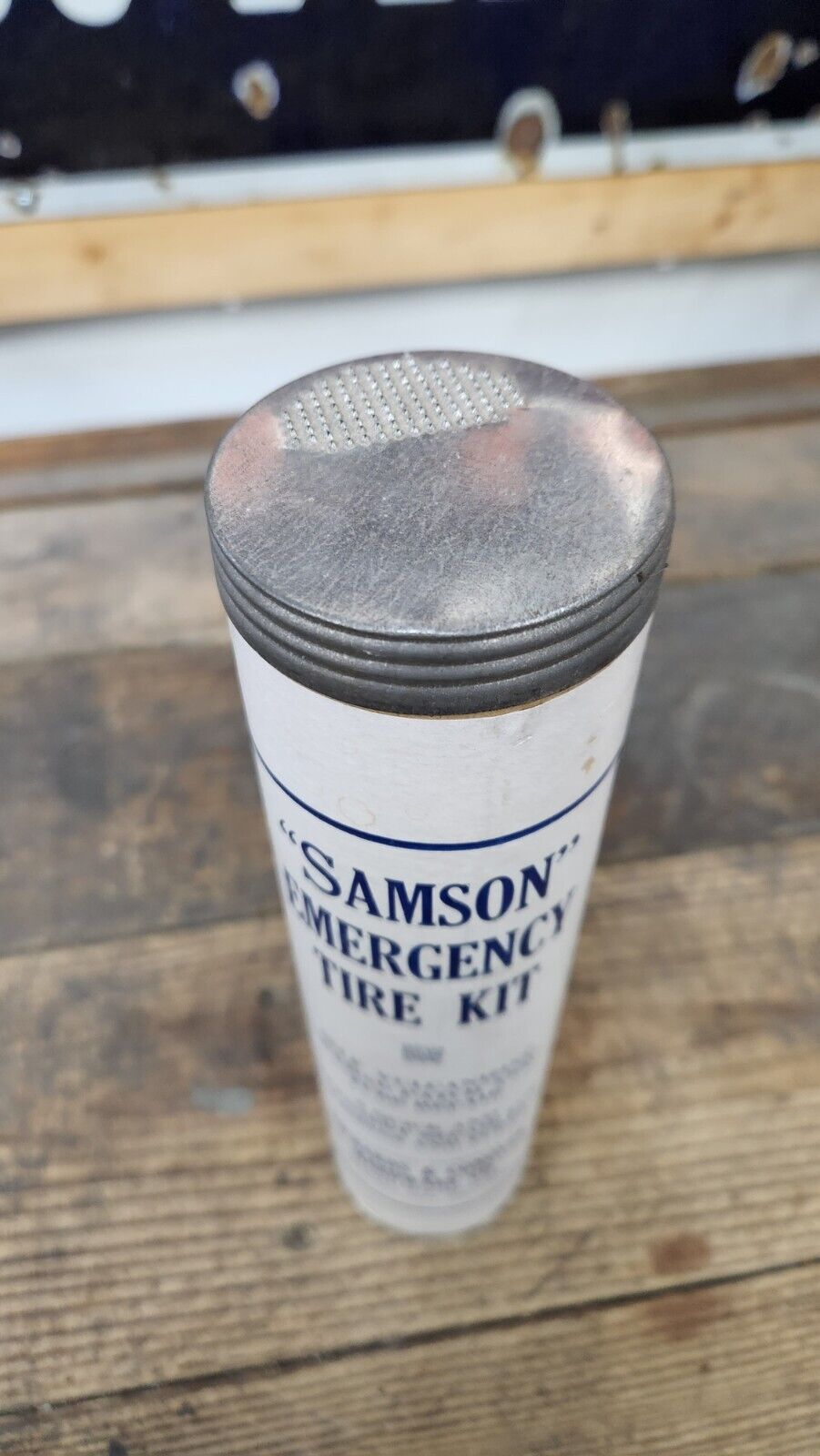 Vintage SAMSON Tire & Rubber Repair Kit Self Vulcanizing Advertising Can KCMO