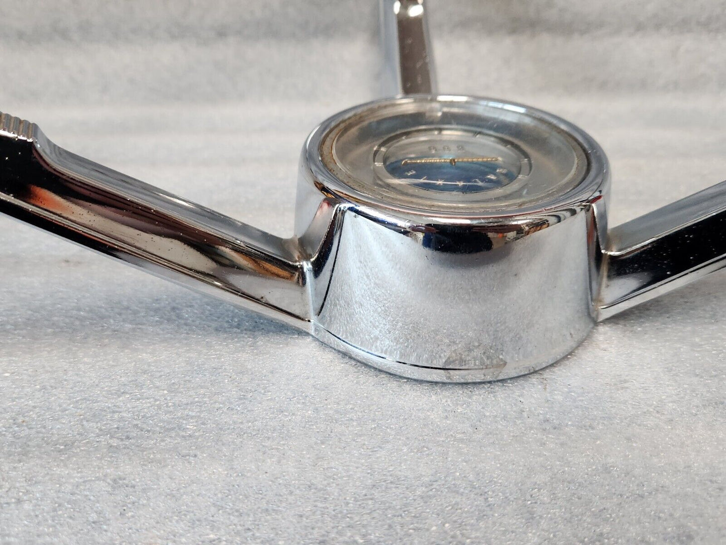 1963 1964 Ford Galaxie Horn Ring w/ Clear & Blue Steering Wheel Center Emblem