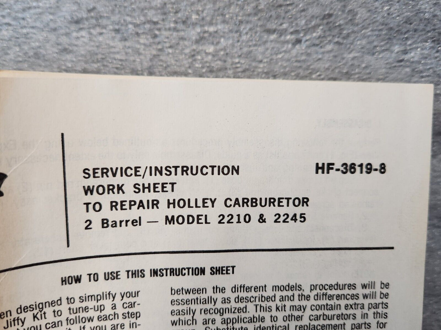 NEW Holley 2210 2 Barrel Carburetor Rebuild Kit 1969-1972 Chevy 68-72 Pontiac