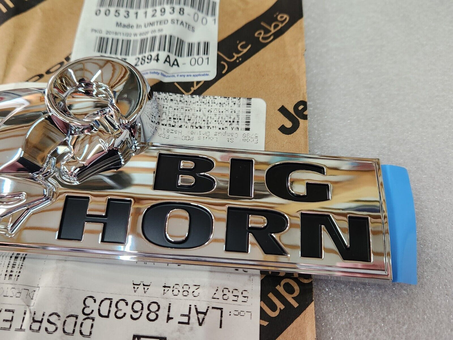 2008-2020 Dodge Ram Rear Tailgate Chrome Big Horn Emblem Lower Right 55372894AA