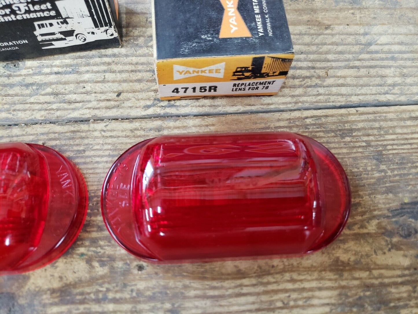 NOS vintage pair Yankee 79 Red Lens Marker Lamp Lights Travel Trailer Truck