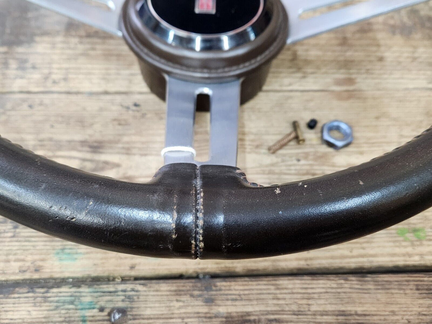 Cutlass 442 Hurst Olds Toronado Brown Leather Comfort Grip Steering Wheel OEM GM
