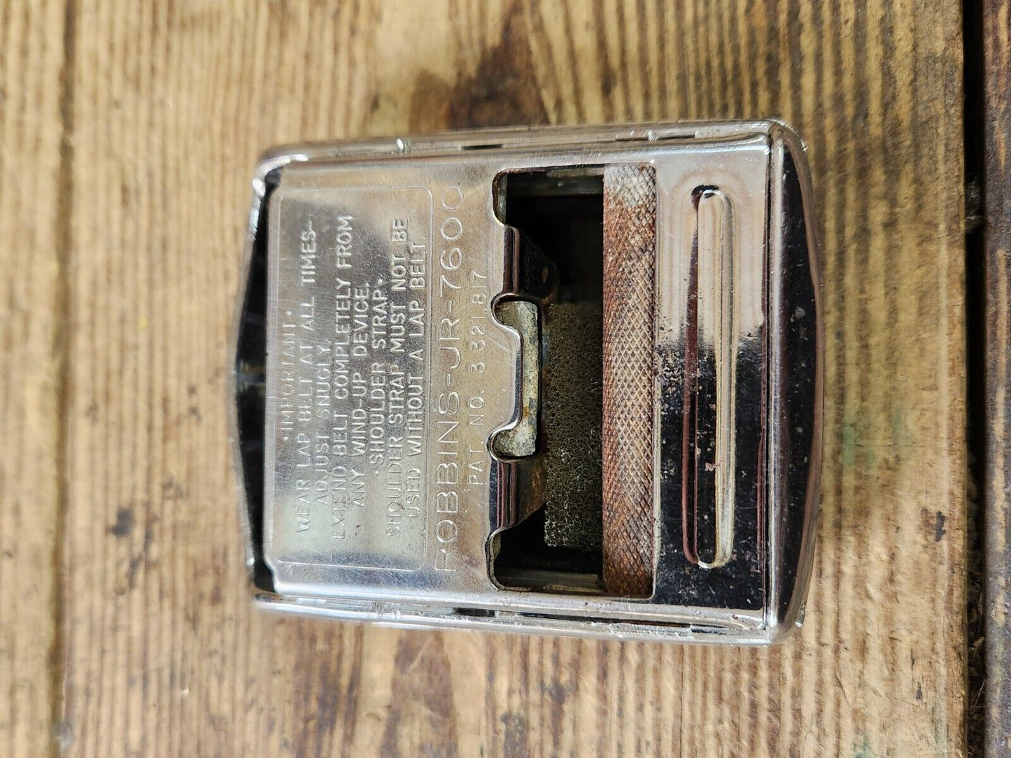 Vintage 1967 Ford FoMoCo Lap Belt Chrome & Black Buckle Robbins-JR-7600