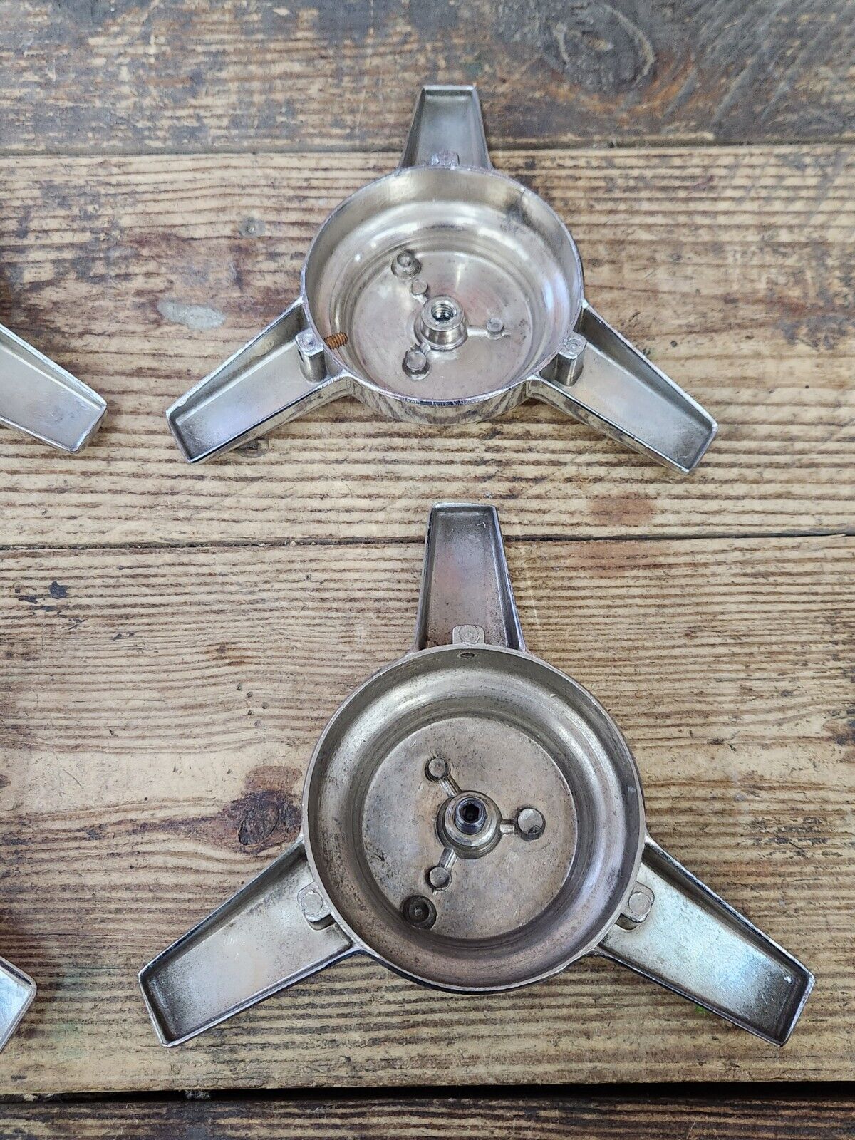 RARE VTG NOS TRD Toyota Tri Spoke Chrome Knock Off Spinner Wheel Center Caps Set