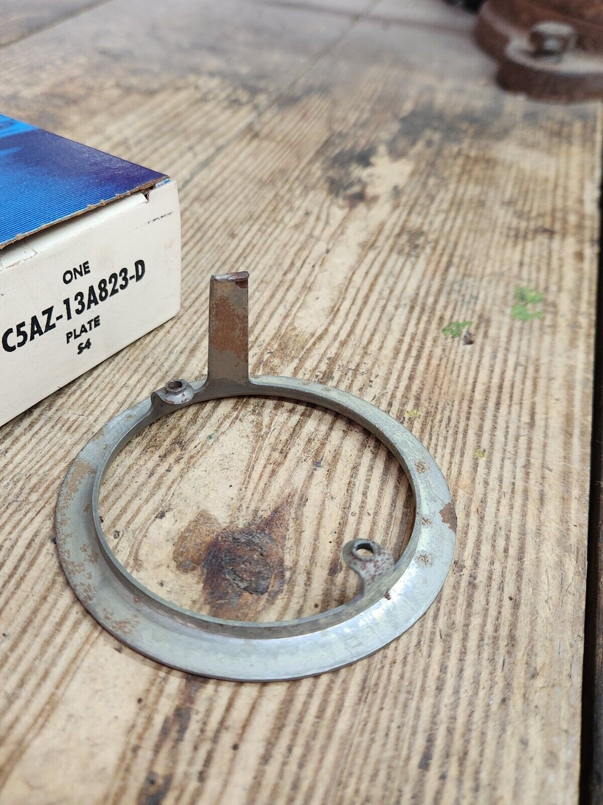 NOS OEM 1965-67 Ford Galaxie  Custom Horn Ring Brush Plate C5AZ-13A823-D