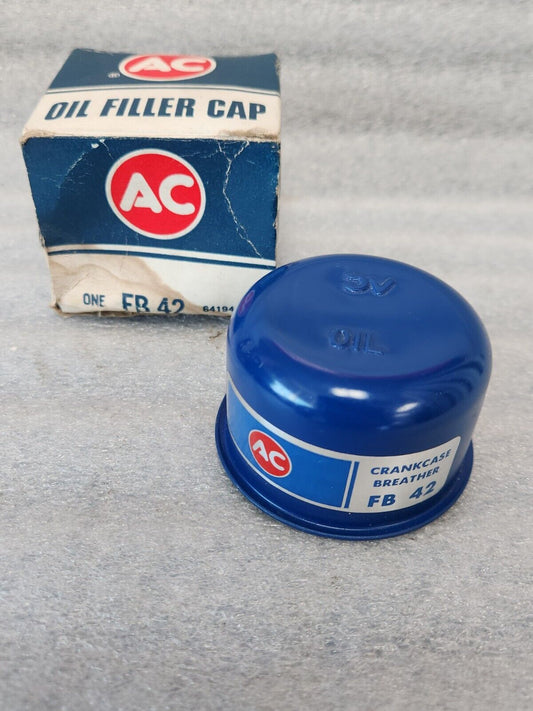 NOS OEM 55-67 Corvette AC Crankcase Oil Filler Breather Cap FB42 GM 6419440 Blue