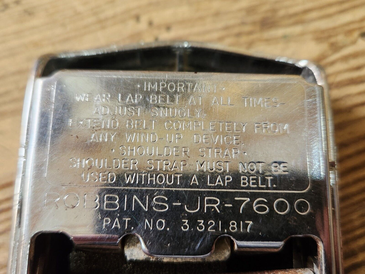 Vintage 1967 Ford FoMoCo Lap Belt Chrome & Black Buckle Robbins-JR-7600