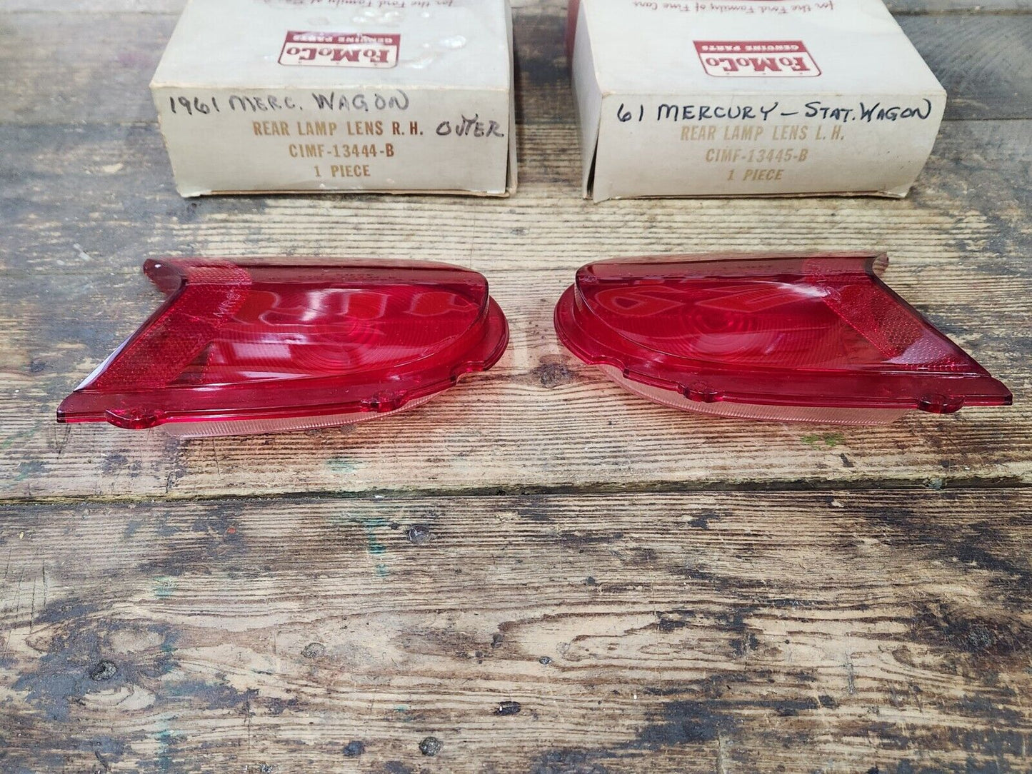 NOS 1961 Mercury Commuter Colony Park Wagon R&L PAIR REAR TAIL LIGHT LAMP LENSES