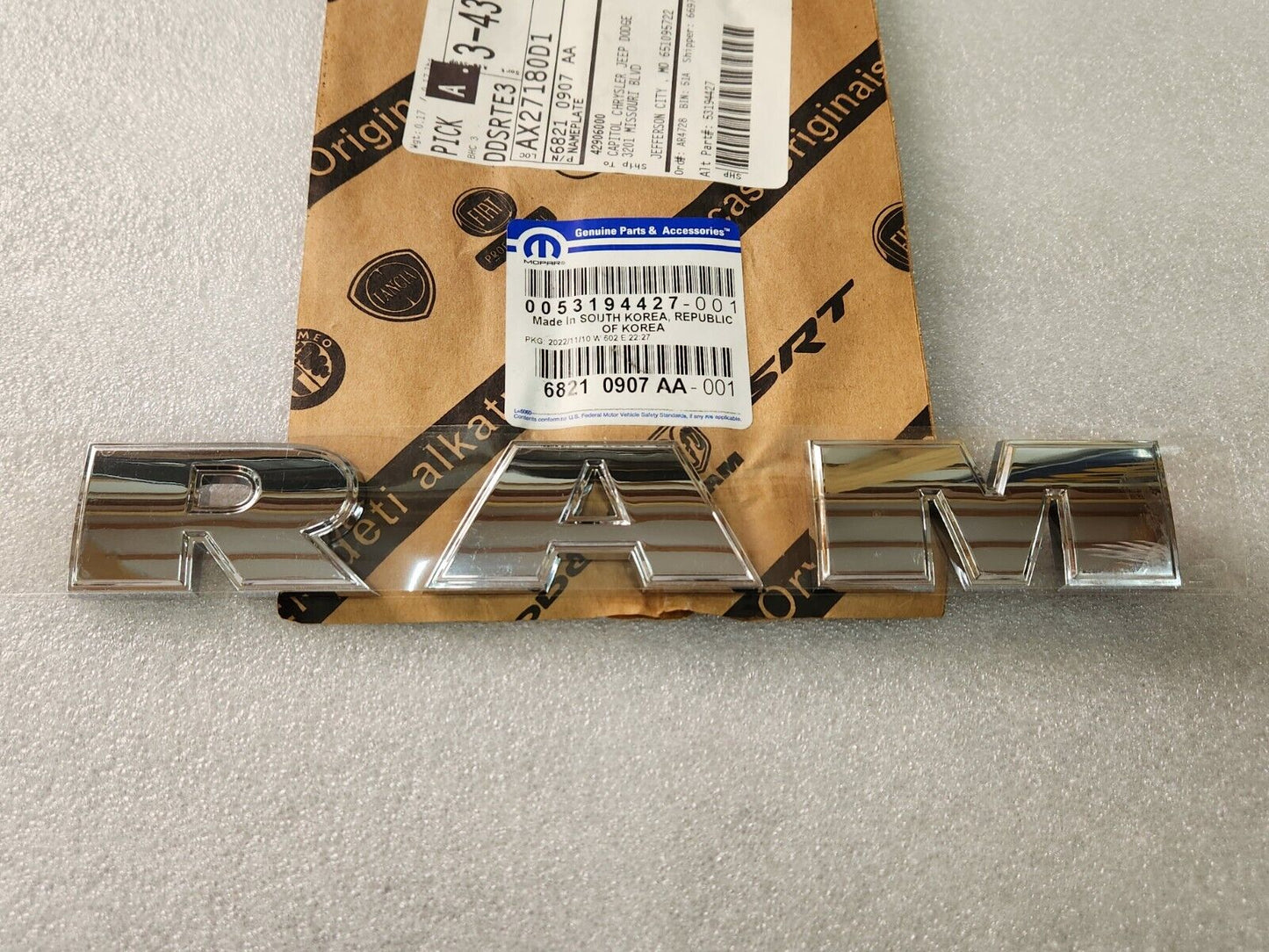 NEW OEM 2014-2020 RAM Promaster rear door chrome Nameplate Emblem 68210907AA
