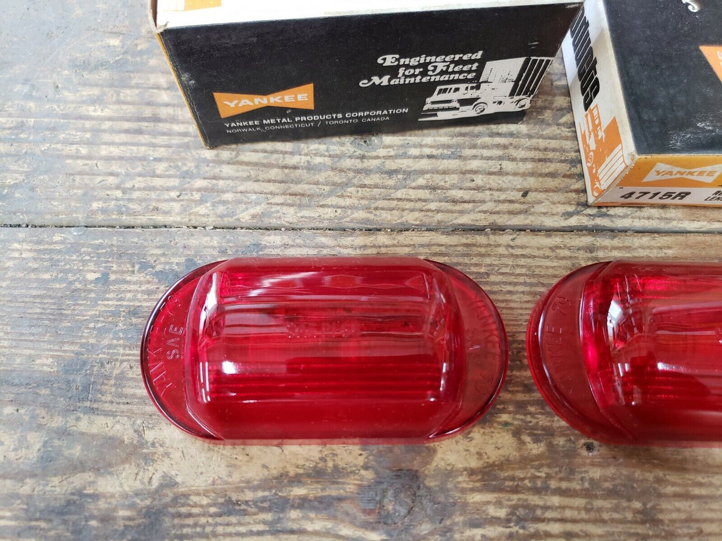 NOS vintage pair Yankee 79 Red Lens Marker Lamp Lights Travel Trailer Truck