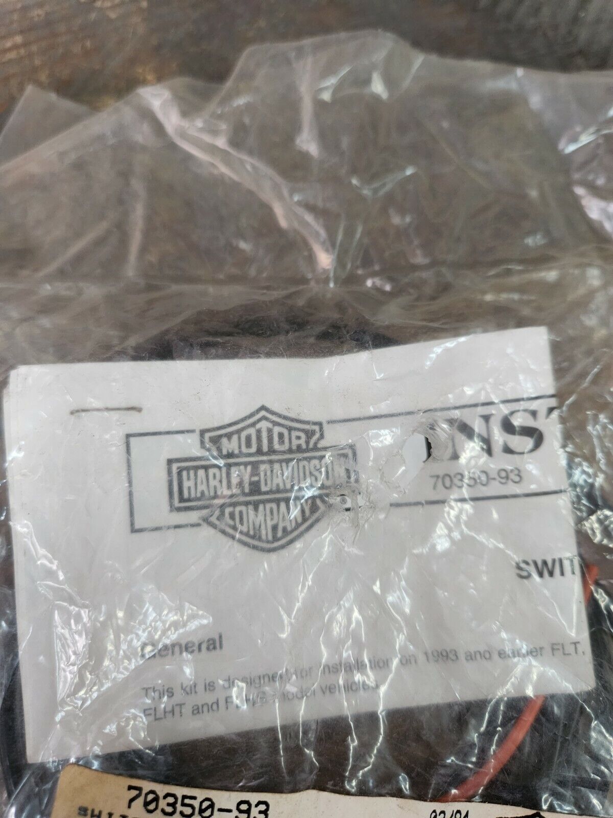 NOS Harley-Davidson 93 Electra Glo Light Rail Switch Wiring Harness Kit 70350-93