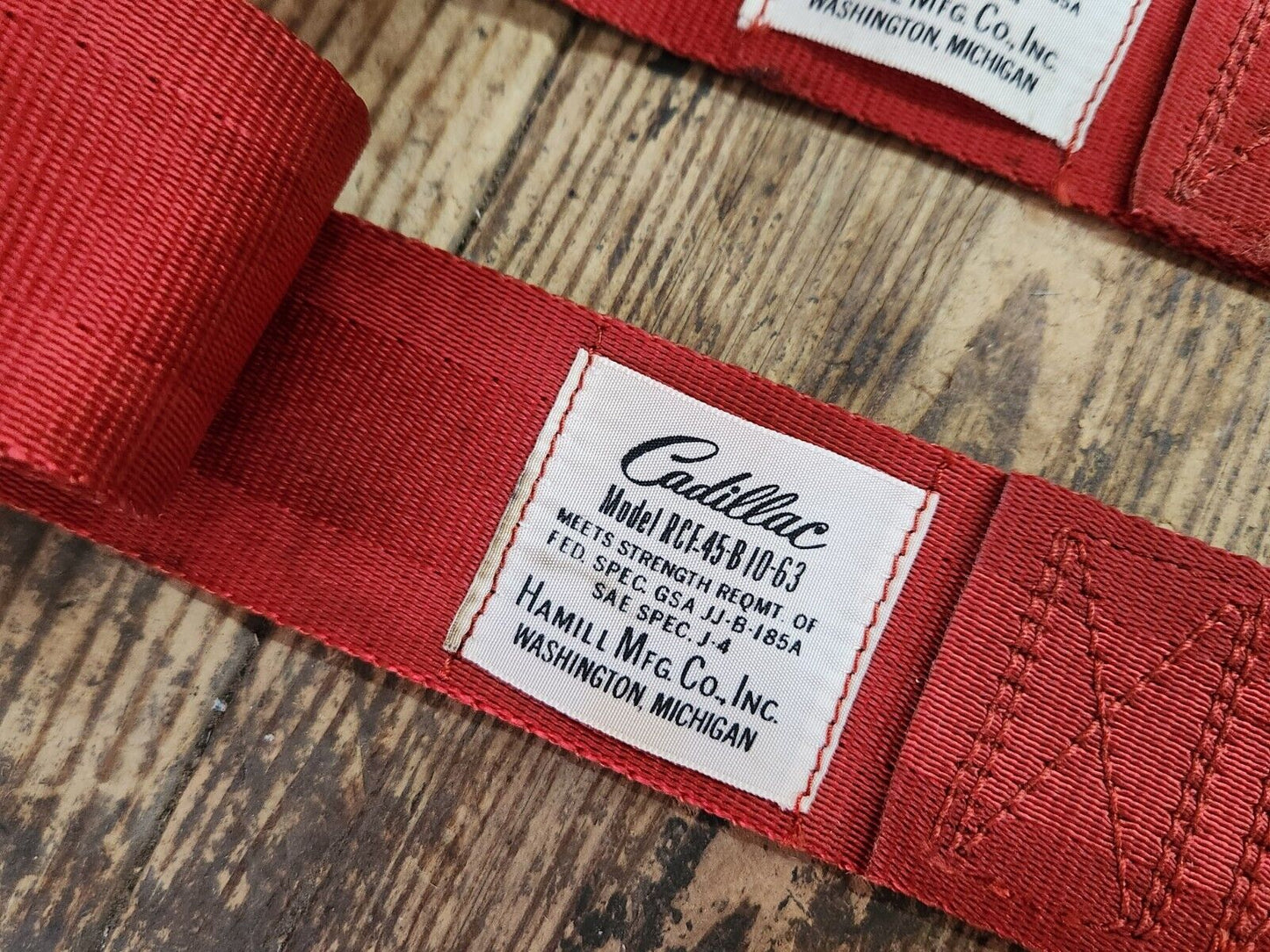 Reconditioned GENUINE GM 1963 1964 Cadillac Front Lap Seat Belt Set Red RCF-45