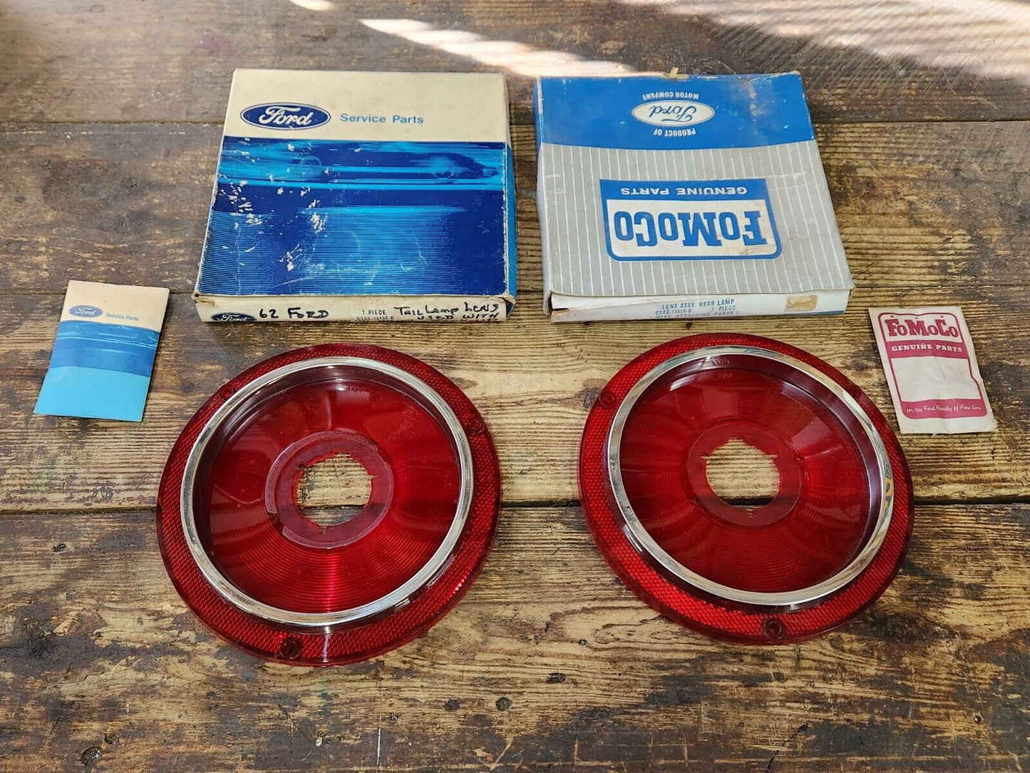 NOS OEM Ford 1962 Galaxie 500 Tail Light Lamp Lenses Pair Lens C2AZ-13450-B