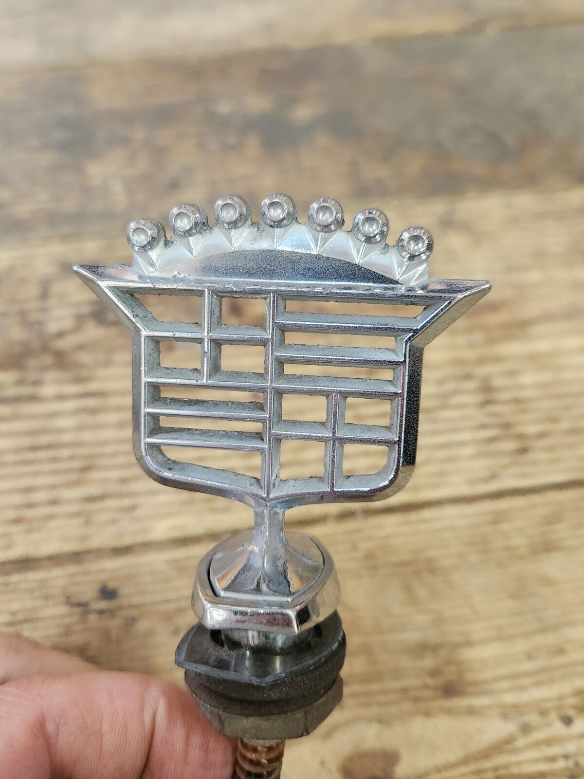 1977-81 Cadillac Deville Skeleton Hood Ornament  1610460 with Base and Nut