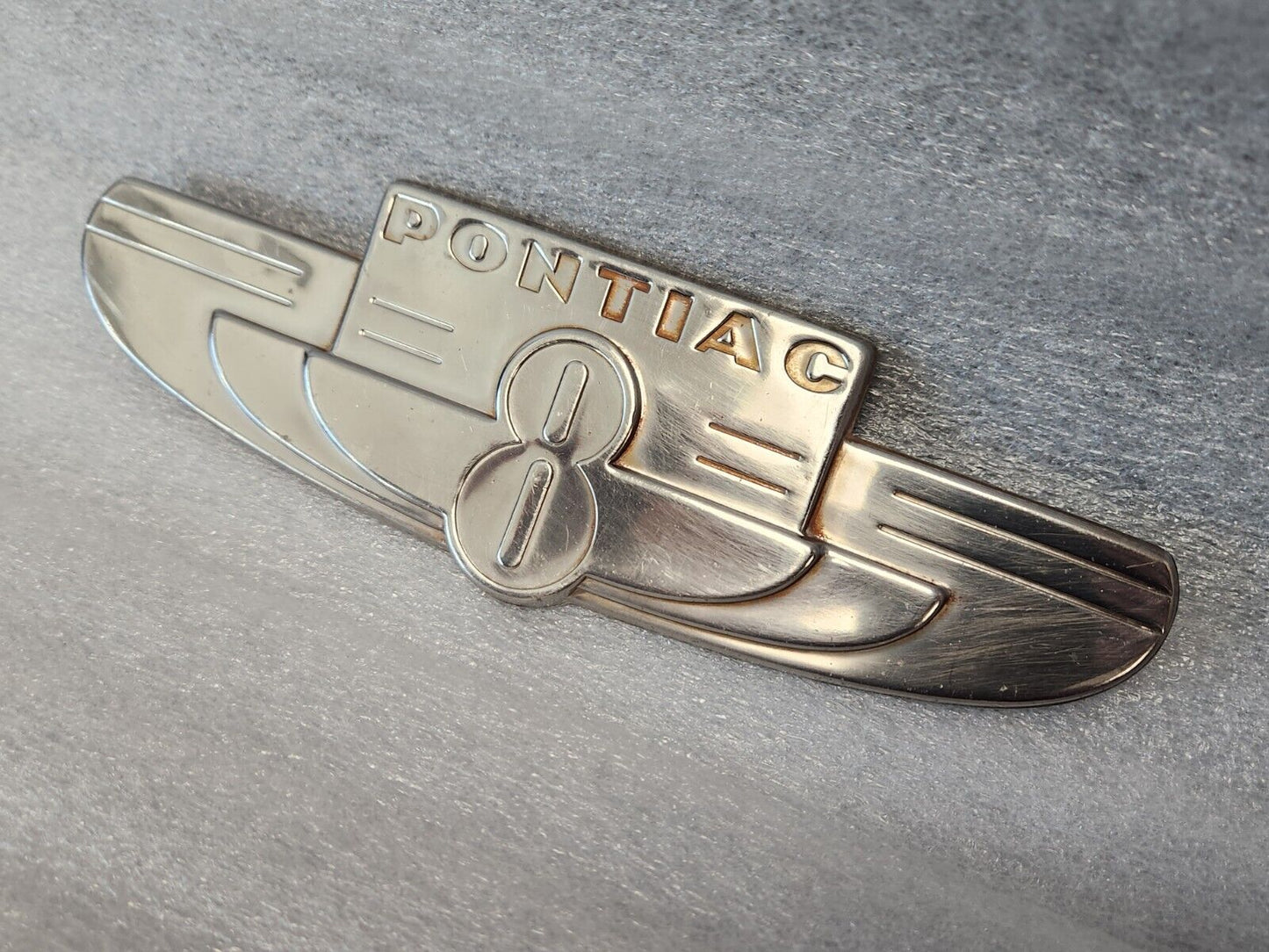 1937 Pontiac Silver Stream Deluxe 8 Trunk Emblem Badge OEM