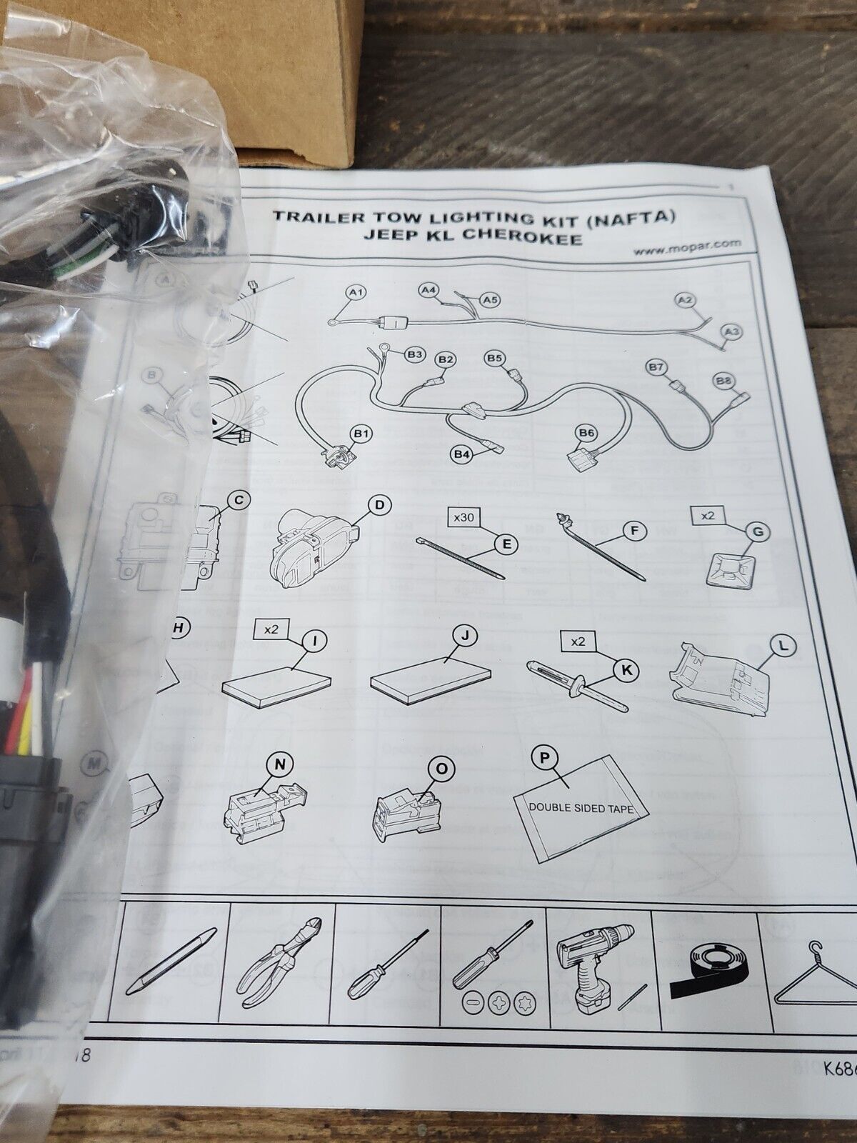 NEW OEM Mopar Trailer Tow Wiring Harness 2019 - 2023 Jeep Cherokee 82215686AB