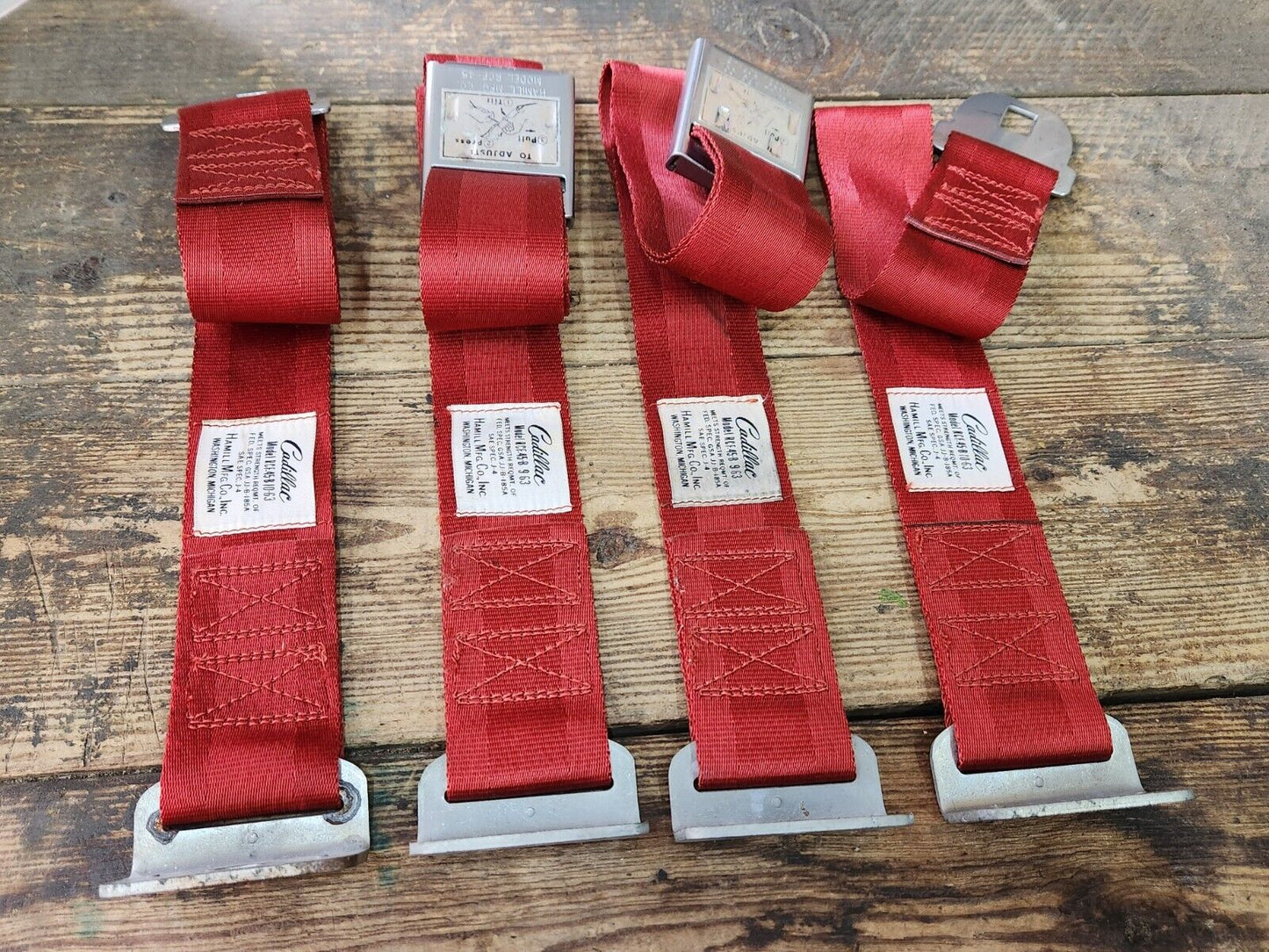 Reconditioned GENUINE GM 1963 1964 Cadillac Front Lap Seat Belt Set Red RCF-45