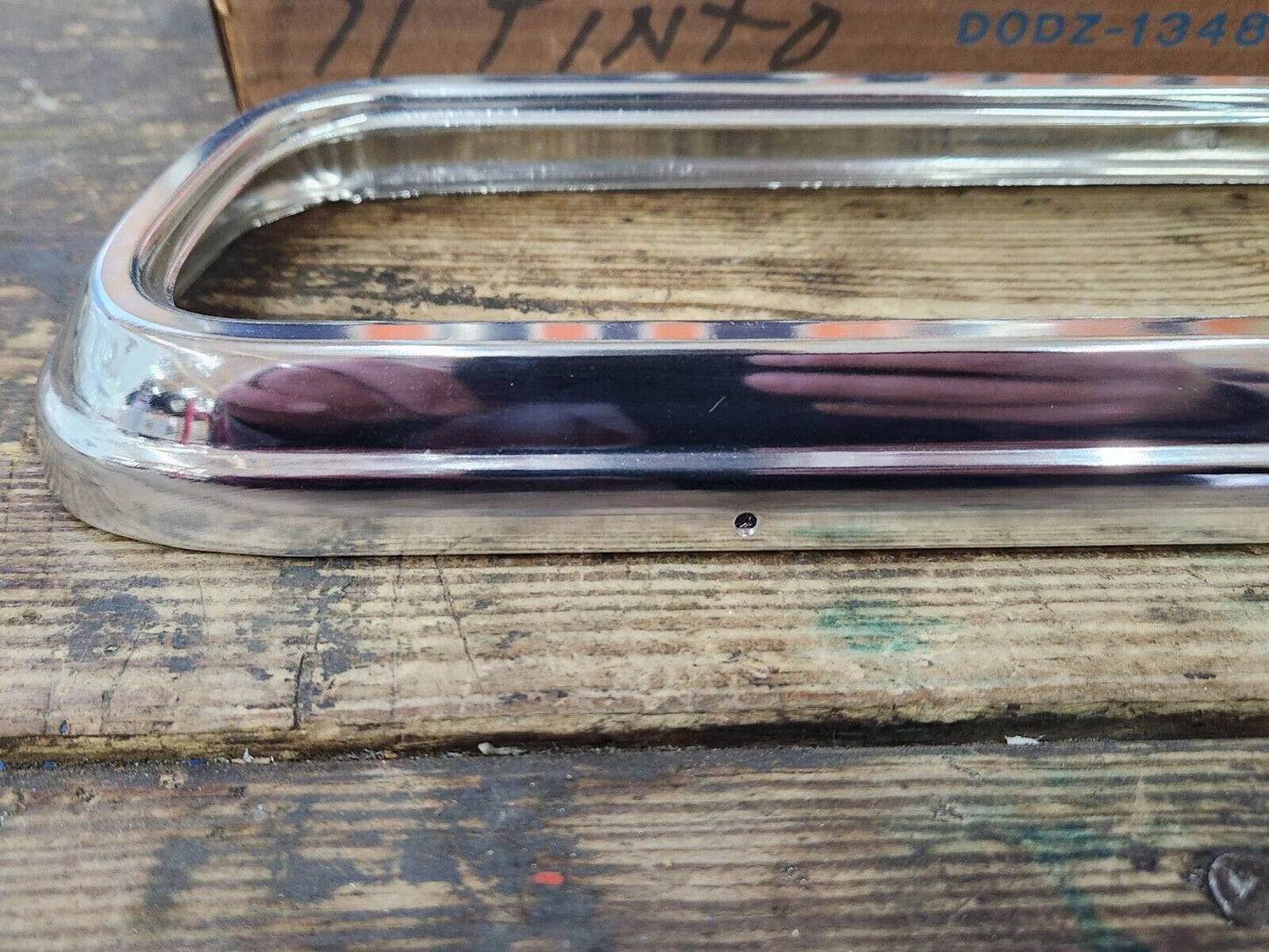 NOS OEM 1970-77 Ford Maverick LH Tail Light lamp Door Chrome Bezel D0DZ-13489-B