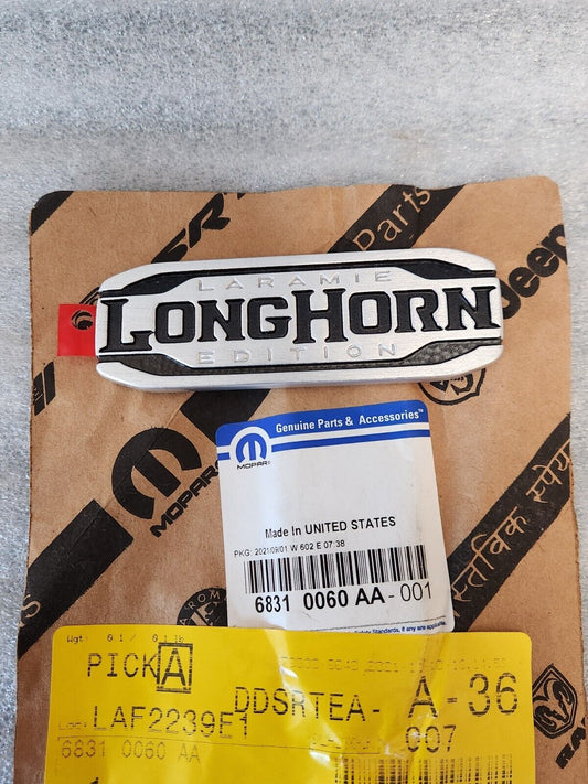 19-20 RAM LARAMIE LONGHORN EMBLEM NAMEPLATE BADGE LH OR RH DOOR MOPAR 68310060AA